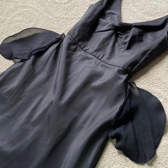 LIKE NEW J. Crew | Silk Chiffon Knot Dress Size 0 Petite Little Black Dress - Picture 7 of 16